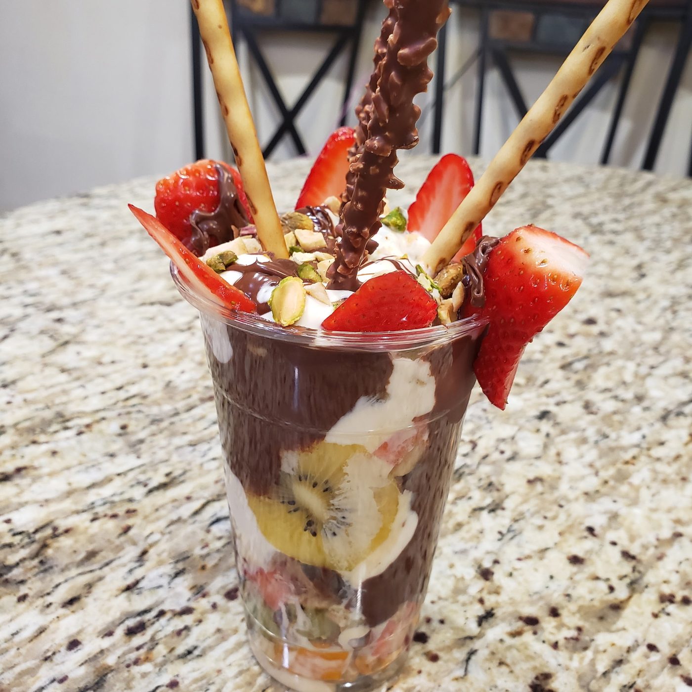 Chocolate-dipped strawberries on skewers
