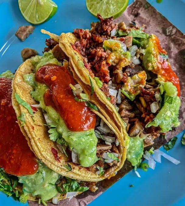 Tacos finished with cilantro